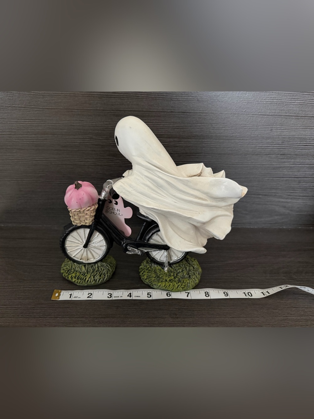 NWT Goblin & Ghoul Ghost On Bike with Pink Jack-O-Lantern Halloween - Picture 7 of 8